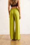 Basic Belted Woven Viscose Palazzo Pants