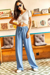 Basic Belted Woven Viscose Palazzo Pants