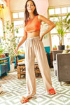 Basic Belted Woven Viscose Palazzo Pants