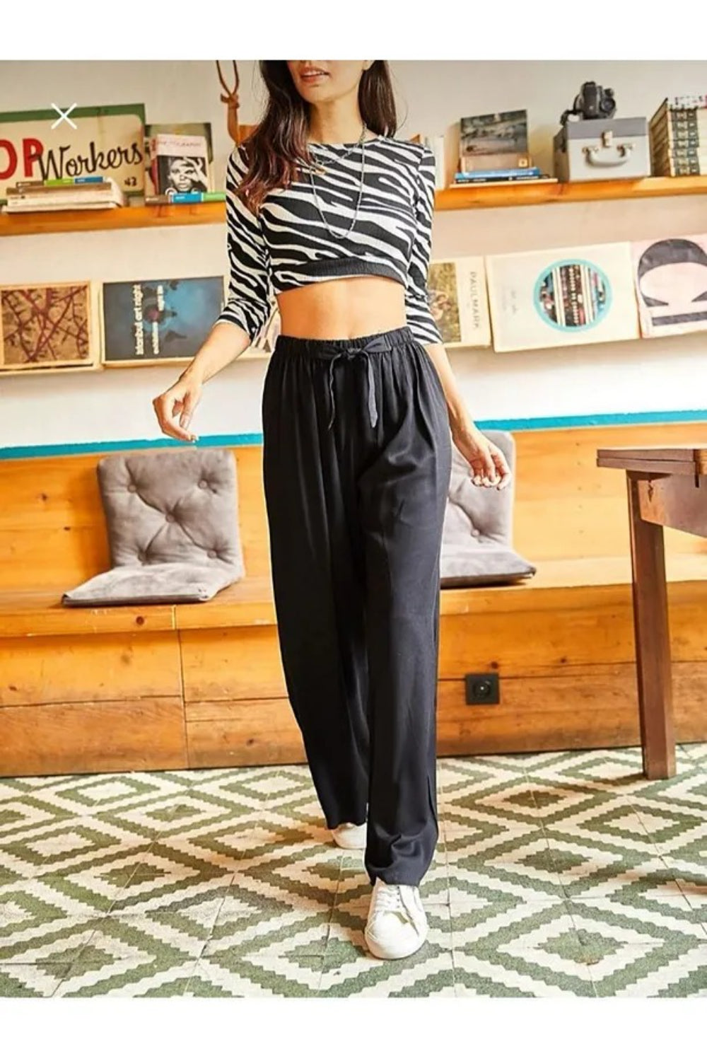 Basic Belted Woven Viscose Palazzo Pants