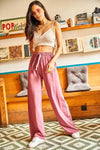Basic Belted Woven Viscose Palazzo Pants