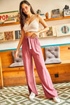 Basic Belted Woven Viscose Palazzo Pants