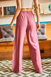 Basic Belted Woven Viscose Palazzo Pants