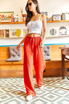 Basic Belted Woven Viscose Palazzo Pants
