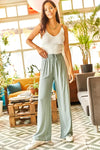 Basic Belted Woven Viscose Palazzo Pants
