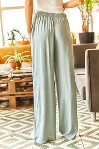 Basic Belted Woven Viscose Palazzo Pants