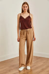 Basic Belted Woven Viscose Palazzo Pants