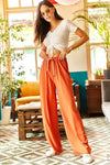 Basic Belted Woven Viscose Palazzo Pants