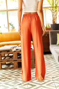 Basic Belted Woven Viscose Palazzo Pants