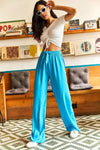 Belted Woven Viscose Palazzo Pants