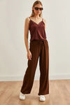 Belted Woven Viscose Palazzo Pants