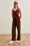 Belted Woven Viscose Palazzo Pants