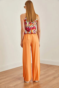 Belted Woven Viscose Palazzo Pants