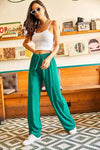 Belted Woven Viscose Palazzo Pants