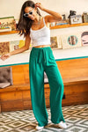 Belted Woven Viscose Palazzo Pants