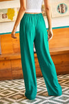 Belted Woven Viscose Palazzo Pants