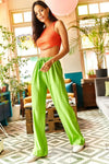 Basic Belted Woven Viscose Palazzo Pants