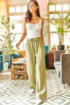Belted Woven Viscose Palazzo Pants