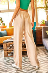 Belted Woven Viscose Palazzo Pants