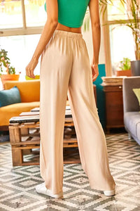 Belted Woven Viscose Palazzo Pants