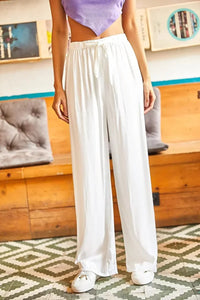 Belted Woven Viscose Palazzo Pants