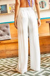 Belted Woven Viscose Palazzo Pants
