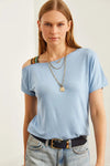 One-Shoulder Ethnic-Trim Blouse