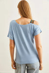 One-Shoulder Ethnic-Trim Blouse