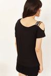 One-Shoulder Ethnic-Trim Blouse