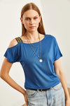 One-Shoulder Ethnic-Trim Blouse