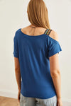 One-Shoulder Ethnic-Trim Blouse