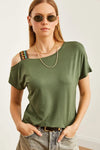 One-Shoulder Ethnic-Trim Blouse
