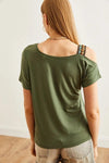 One-Shoulder Ethnic-Trim Blouse