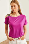 One-Shoulder Ethnic-Trim Blouse