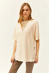 100% Cotton T-Shirt with Side Buttons
