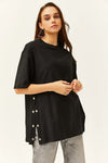 100% Cotton T-Shirt with Side Buttons