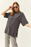 100% Cotton T-Shirt with Side Buttons