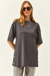 100% Cotton T-Shirt with Side Buttons