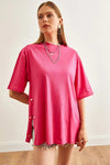 100% Cotton T-Shirt with Side Buttons
