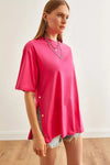 100% Cotton T-Shirt with Side Buttons