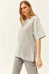 100% Cotton T-Shirt with Side Buttons