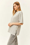 100% Cotton T-Shirt with Side Buttons