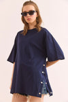 100% Cotton T-Shirt with Side Buttons