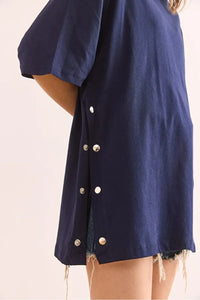 100% Cotton T-Shirt with Side Buttons
