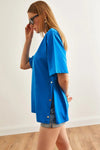 100% Cotton T-Shirt with Side Buttons