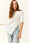 100% Cotton T-Shirt with Side Buttons