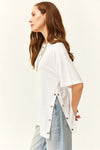 100% Cotton T-Shirt with Side Buttons