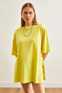 100% Cotton T-Shirt with Side Buttons