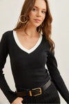 Neck-Detail Brushed Stretch Blouse
