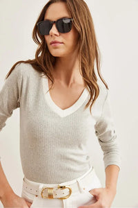 Neck-Detail Brushed Stretch Blouse